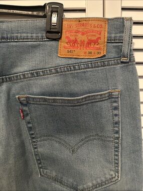 Levi's 541 Athletic Taper Fit Light Blue Denim Jeans with Tan Leather Patch